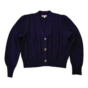 Women's Navy Cable Knit Cardigan Sweater